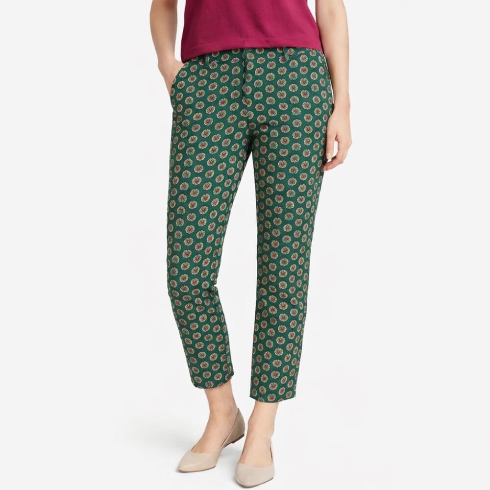 J. Crew Factory Green Pink Medallion Print City Fit Skimmer Pants Womens 0 NWT